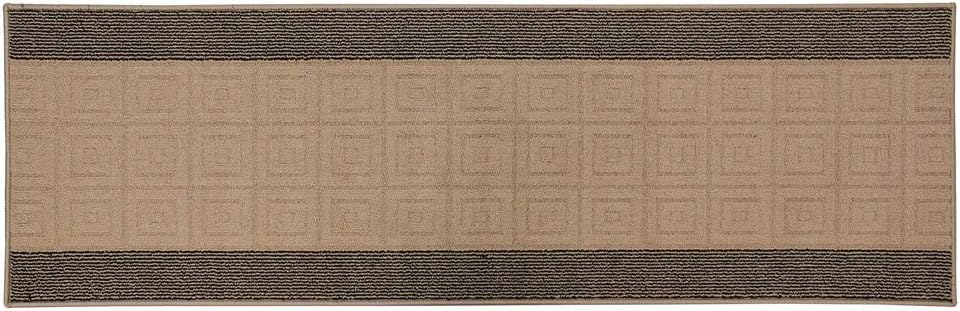 JVL Palmero Machine Washable Latex Backed Carpet Runner, Beige/Black, 57 x 80 cm (runner)