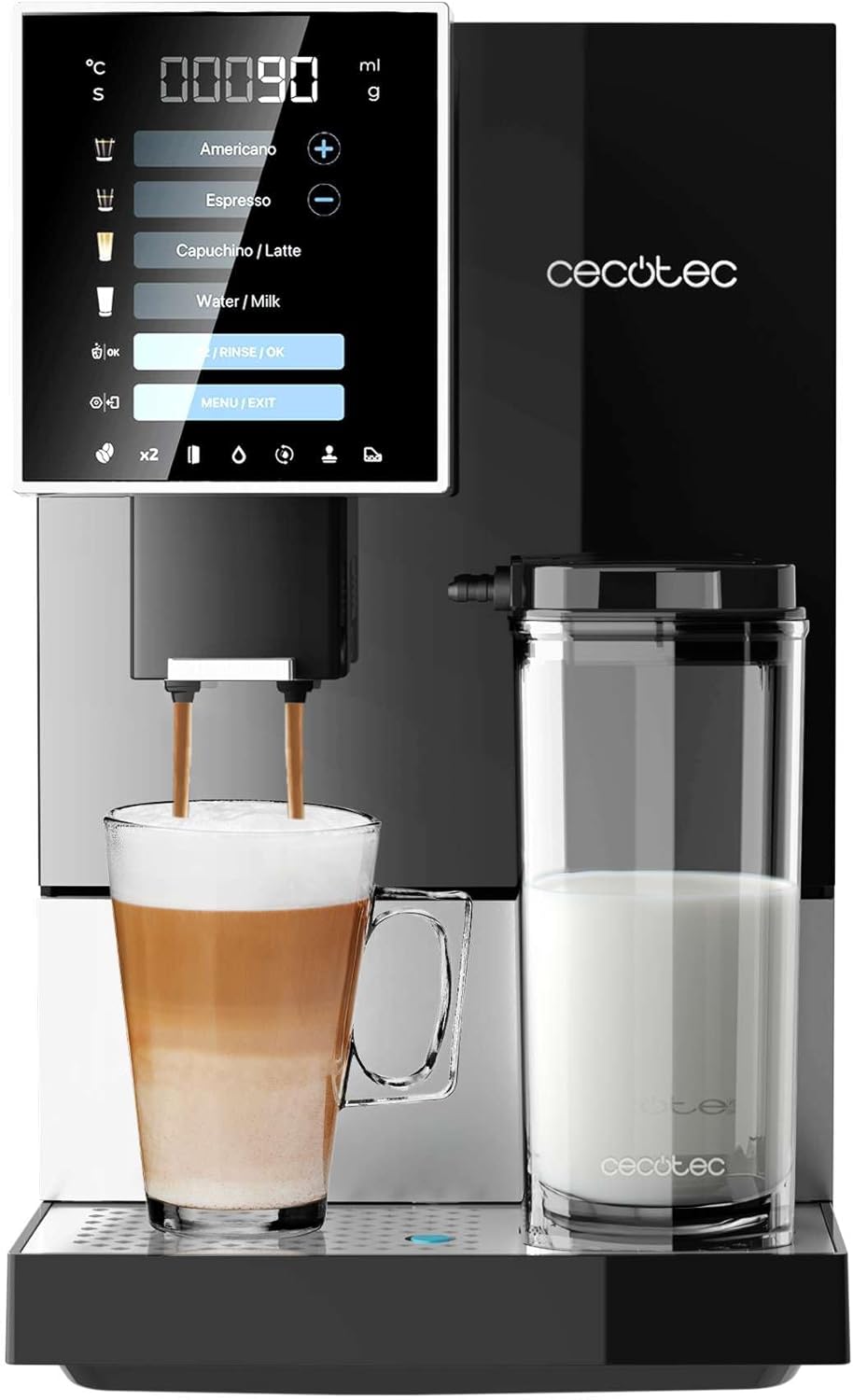 Cecotec Cafetera Superautomática Cremmaet Compactccino Black Silver, 19 ...