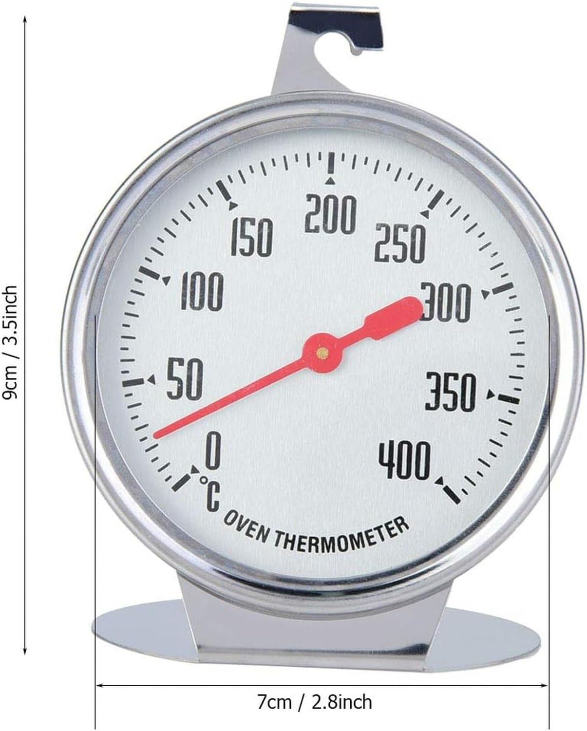 Termometro da Forno in Acciaio Inox, Termometro a Quadrante con Supporto da Appoggio, Misura Temperatura 0~400℃ per Cucina, BBQ, Cottura al Forno