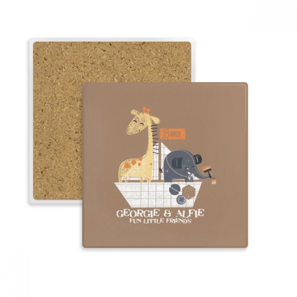 Dessous de tasse girafe éléphant pour protéger votre table basse en bois