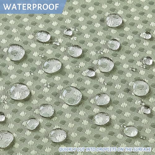 Image of Furlinic Waffle Weave No Hook Shower Curtain with Snap in Liner,Honeycomb Textured Bathroom Curtains with See Through Top Window,Waterproof & Machine Washable,Hotel Quality,Sage Green,71x84 Inch