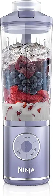 Ninja Blast Max Tragbarer Mixer/Blender/Smoothie Maker, 570 ml, wiederaufladbar, Mixbecher & auslaufsicherer Deckel, 3 Funktionen, Smoothies, Proteinshakes, Lavendel BC251EULD