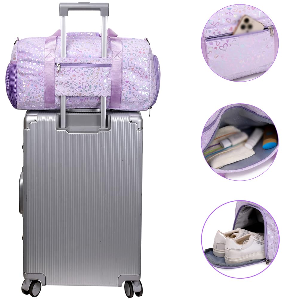 Kimwadalh Sporttasche für Mädchen, Kinder, Tanztasche, Wochenendtasche, Kinder, Reisetasche, Mädchen, Balletttasche, Turnbeutel, Ballerinas