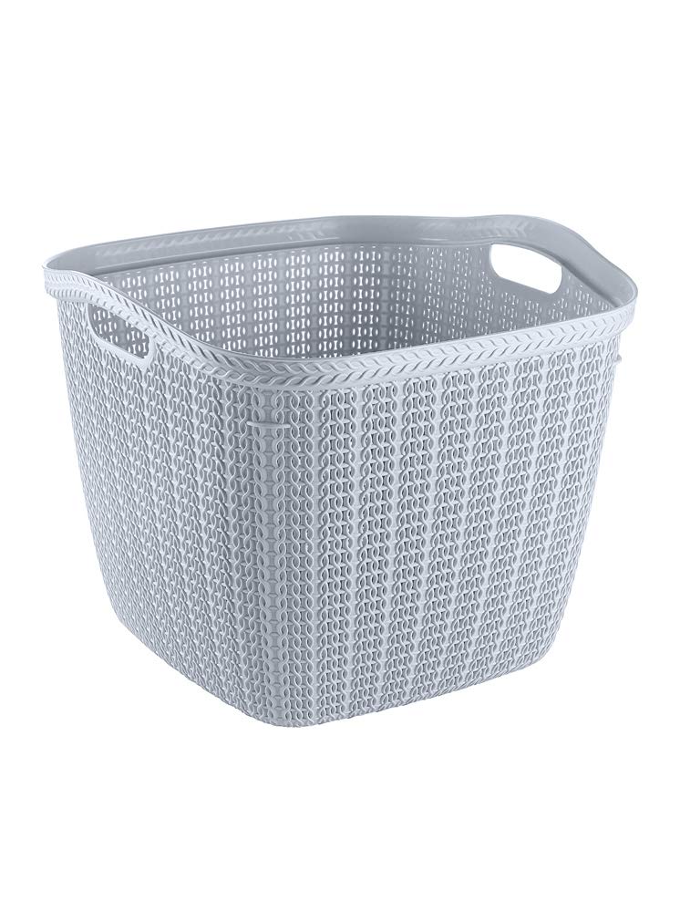 Hobby Life Square Laundry Basket Knit Design 42 Litre (Cool Grey)