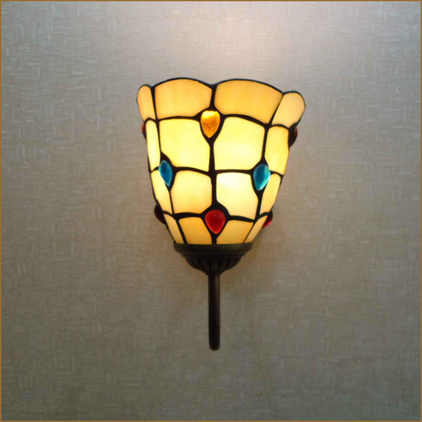 WXKAGF Stylowa kinkiet sypialnia oświetlenie do przedpokoju Retro kryty LED Light witraż klosz kinkiet oprawa Home Decor E27 dla House Bar restauracje kawiarnia