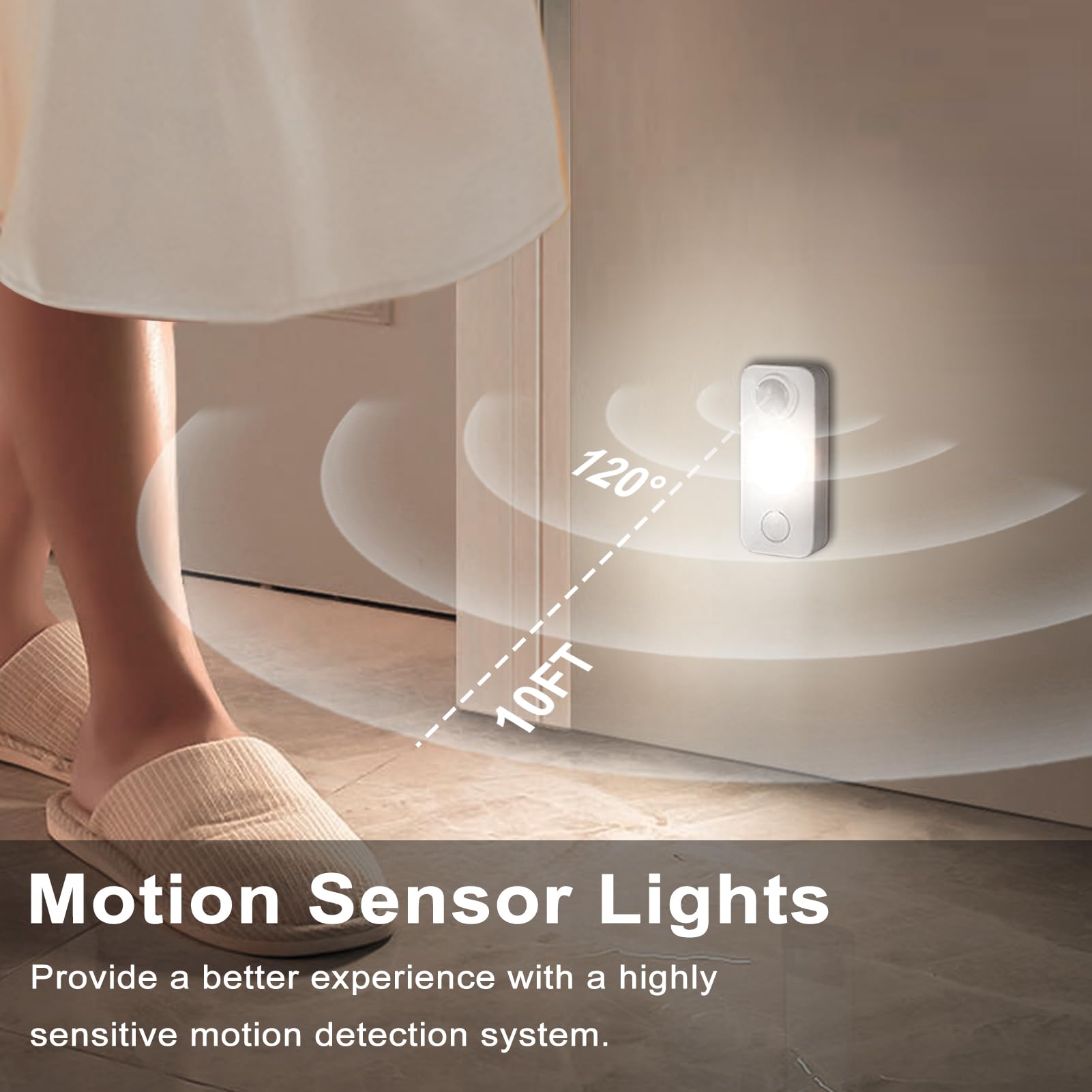 LED Motion Sensor Lights Indoor, Rechargeable Dimmable Cupboard Lights 3 Modes - Image 2