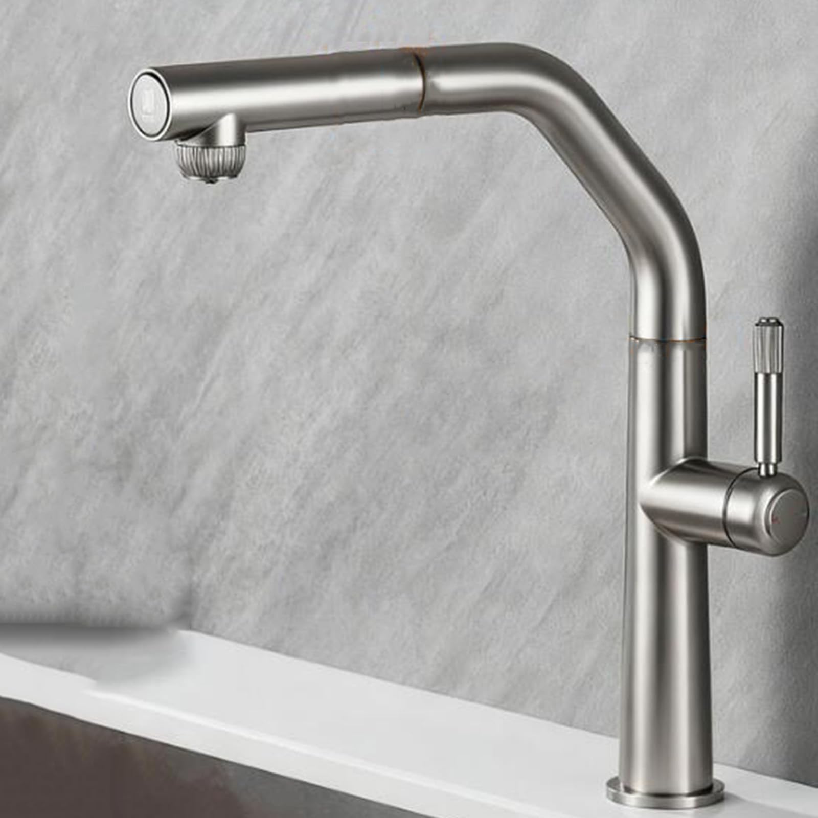 ZQFHSX Pull Out Kitchen Mixer Tap, 3 Way Filter Swivel Brass Faucet