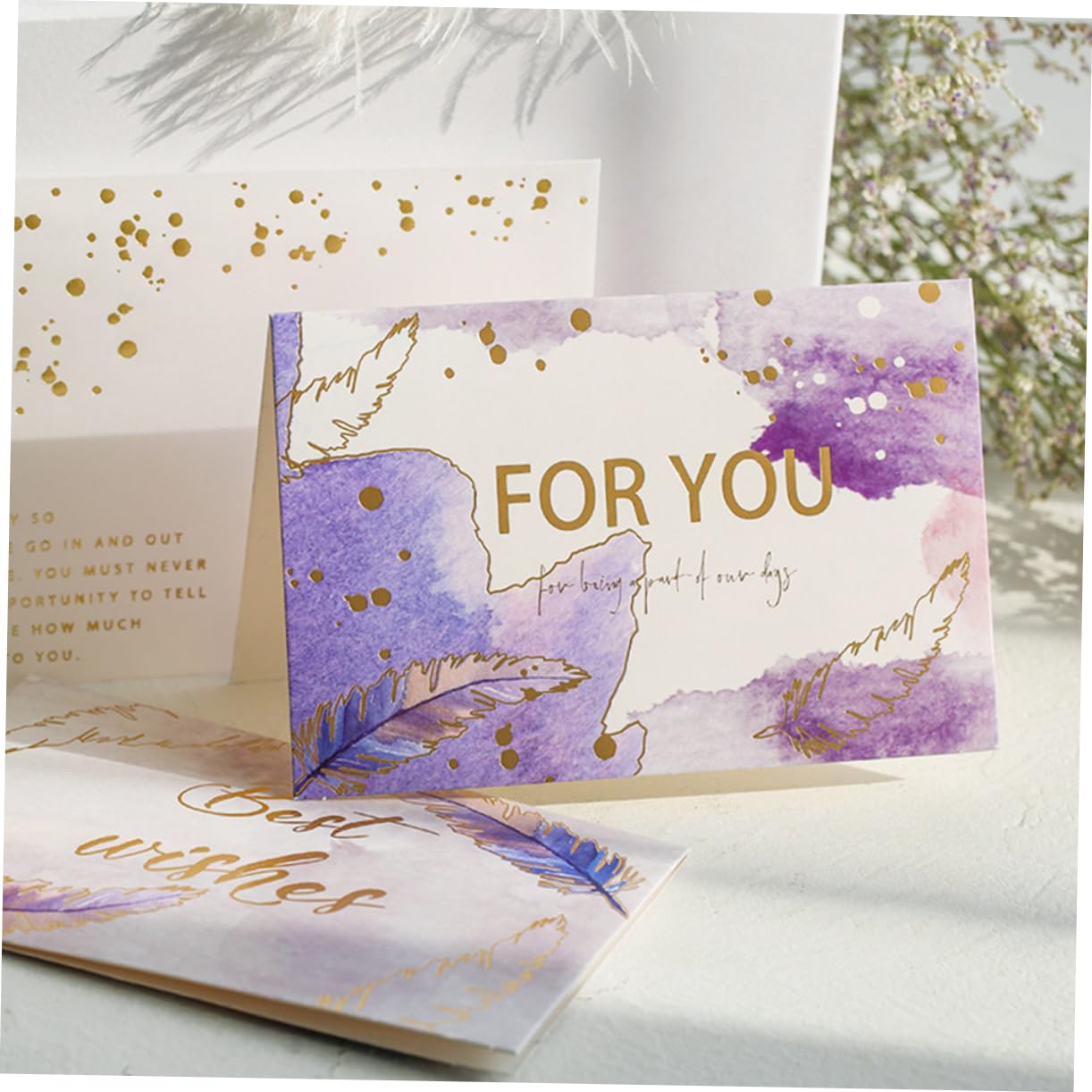 STOBOK 48sätze Teiliges Goldene Grußkarten Mit Umschlägen Glückwunsch Und Botschaftskarten Für Hochzeiten Und Jubiläen Zufällige Designs