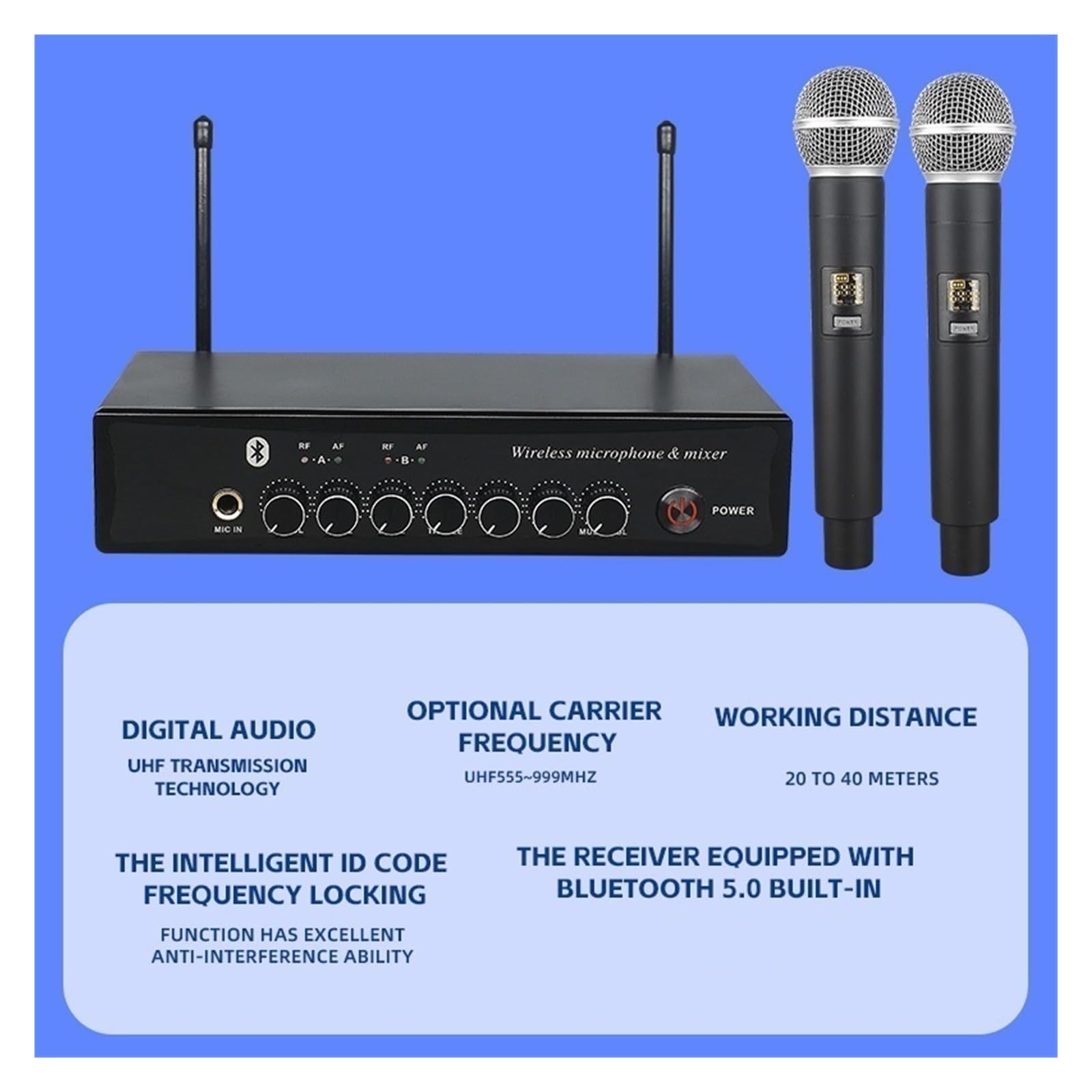 Bezprzewodowy System Mikrofonowy Do Karaoke UHF Z Pogłosem Ręczny, Dynamiczny Mikrofon Do Karaoke, Weselny Zespół Muzyczny