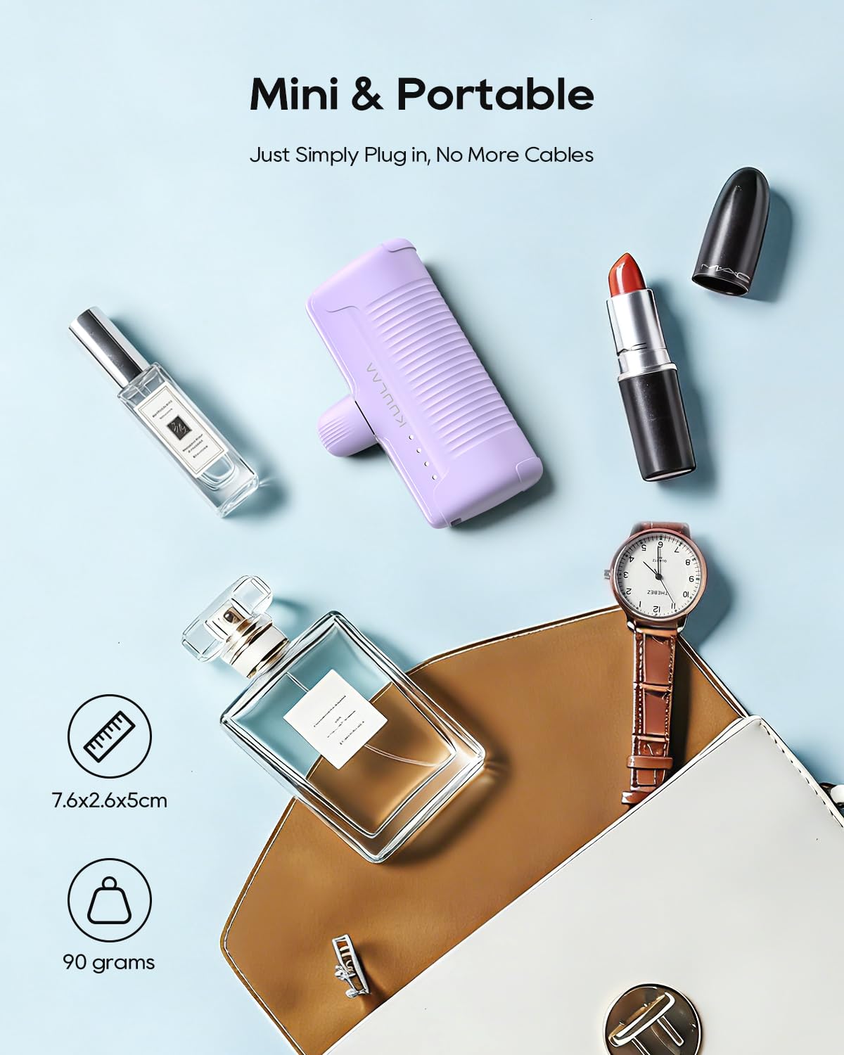 Kuulaa Confezione da 2 mini power bank 4500 mAh ultra compatto caricabatterie portatile USB C piccola batteria compatibile con iPhone 17/16 Samsung Huawei Xiaomi ecc