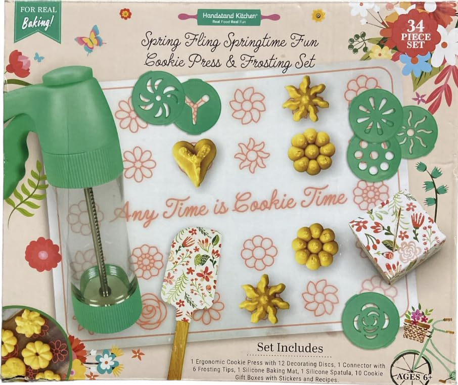 Handstand Kitchen Cookie Press Set, Springtime Fun Baking Set - 20 Pieces