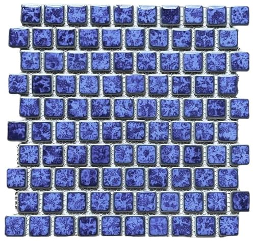 Ultramarine Blue With Water Splash Effect Brick Pattern 1 Inch Porcelain Pool Mosaic Floor And Wall Tile For Backsplash, Kitchen, Bathroom, Swimming Pool (1) #TOP23