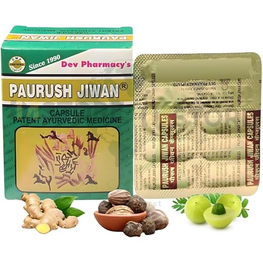 Paurush Jiwan Vitality Capsules 60ct Pack - Ayurvedic Energy
