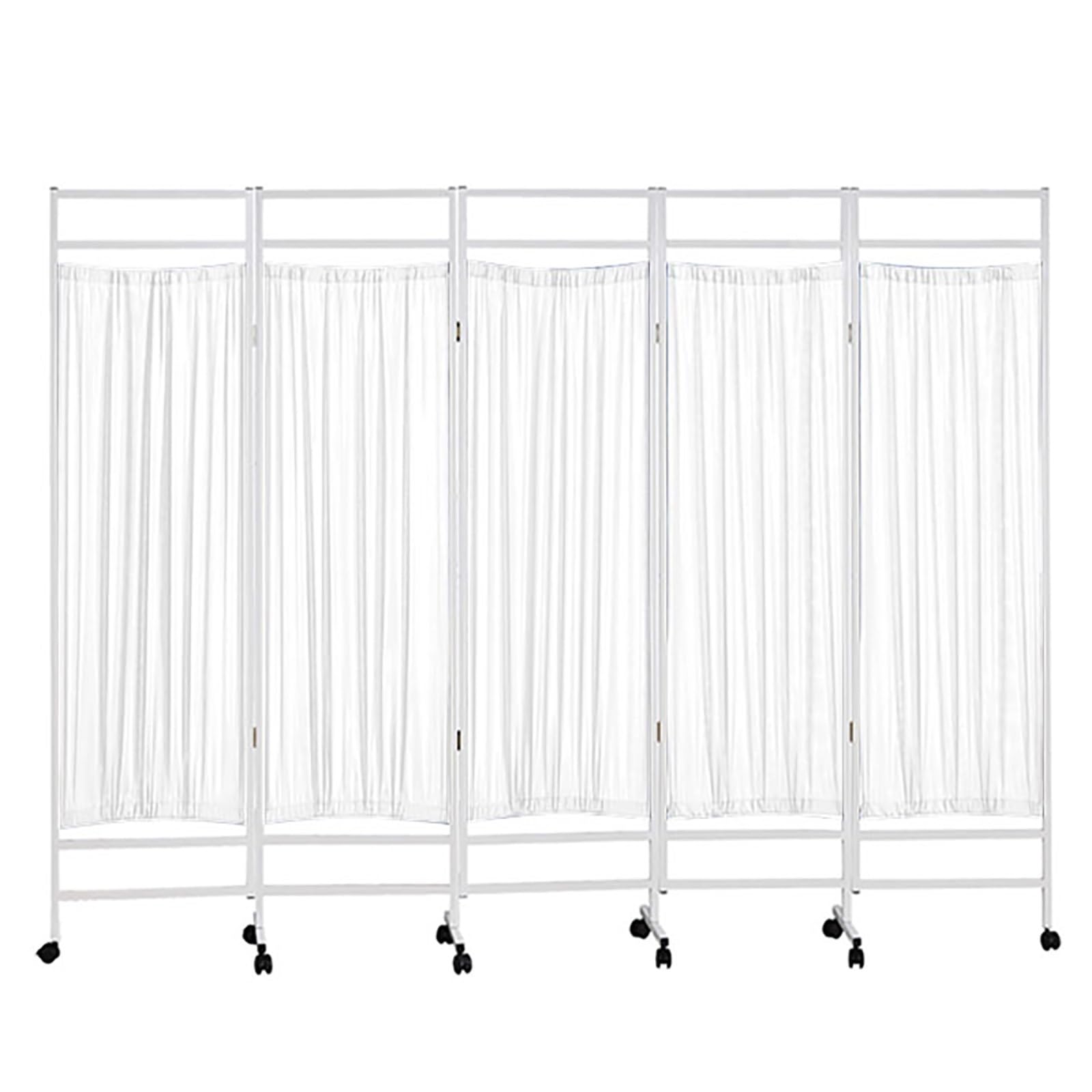 XINGYAOSM 5 Piece Portable Room Partition Folding Medical Privacy Screen with Wheels Selected Steel Frame, Sturdy And Durable, for Hospitals/Beauty Salons(White)