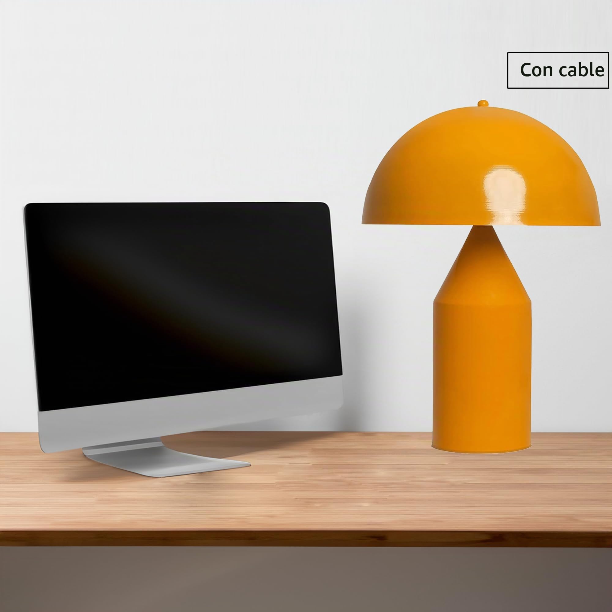 bamyum Lipeo Lámpara Retro Amarillo, E27 Lámpara Sobremesa Lámpara de Mesa Industrial Moderna Lámparas de Mesa de Metal Para Dormitorio Lámpara de Noche Decoración de Setas Para El Hogar…