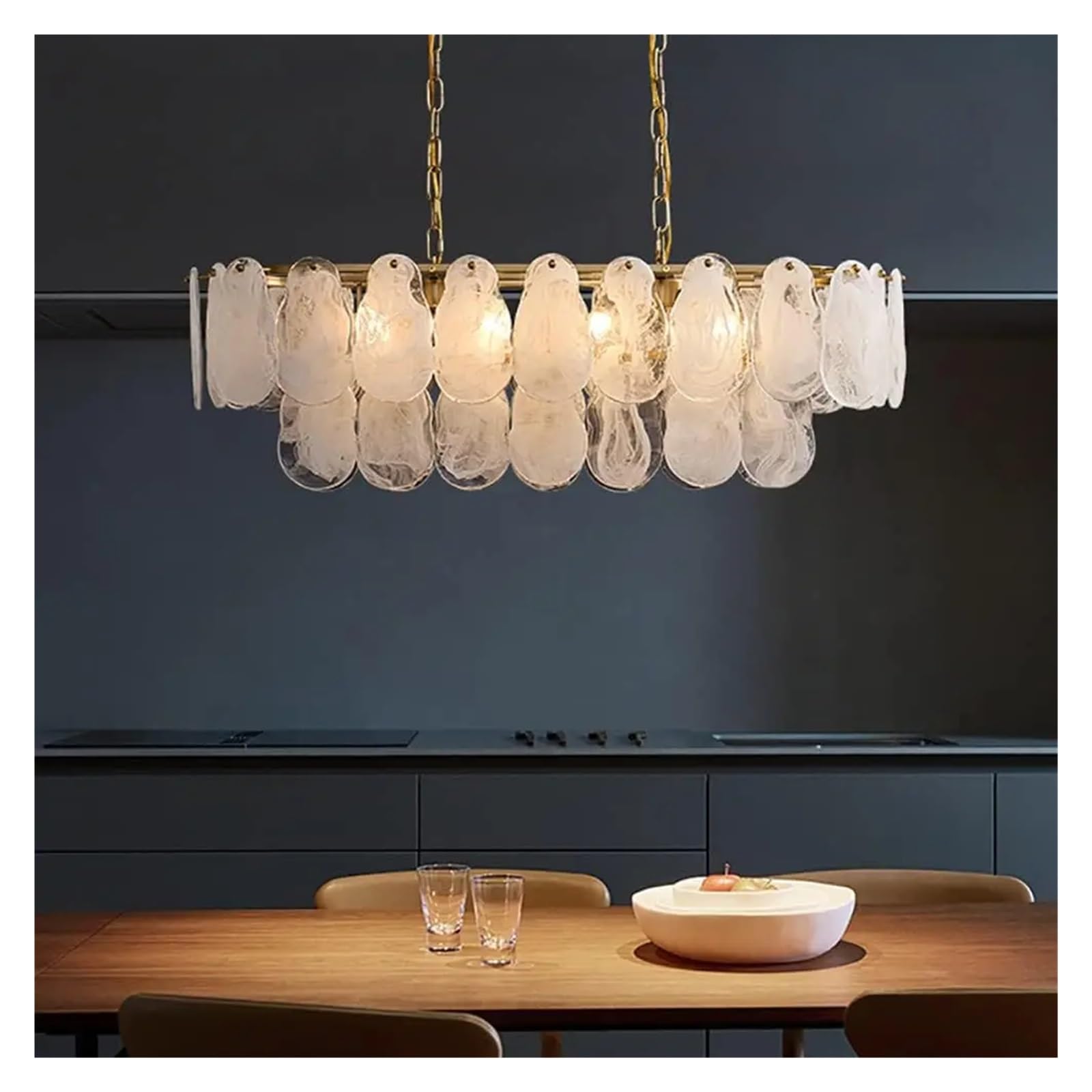 Luksusowa lampa wisząca ze szkła, metalu i kryształów LED do salonu i jadalni (okrągła, 800 mm)