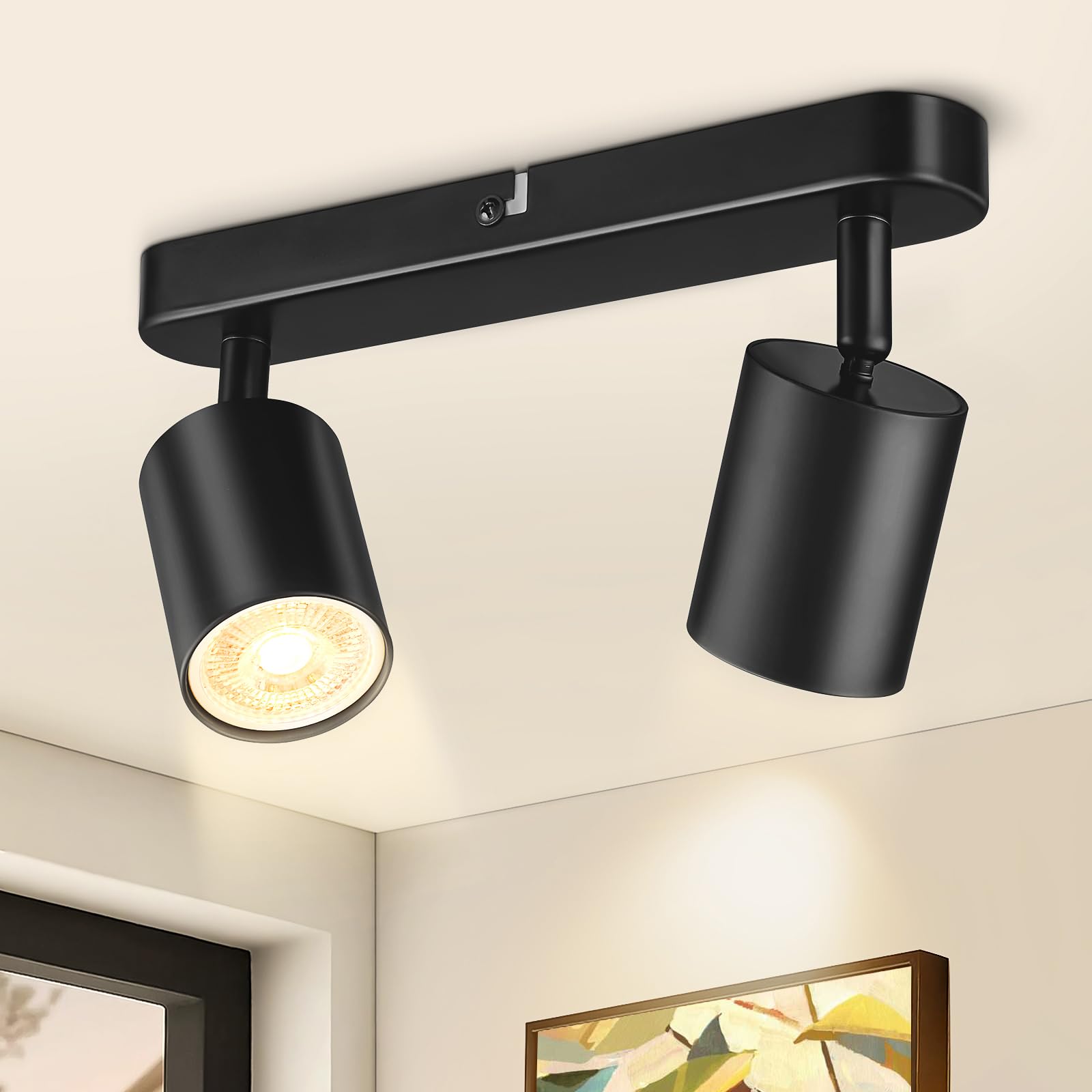 CandLuc Deckenstrahler LED, Deckenleuchte Schwenkbar 2 Flammig, GU10 Deckenlampe Spot, Spotlight Lampe Modern für Wohnzimmer, Schlafzimmer, Küche, Flur (Ohne Leuchtmittel)