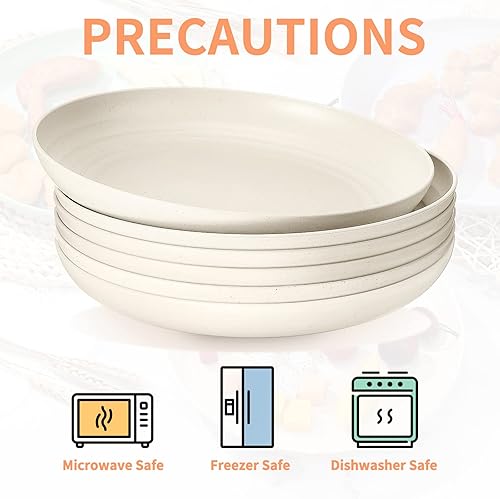 Miniatura 9 de Zopeal 15 platos de paja de trigo de 10 pulgadas, ligeros, irrompibles, platos de plástico reutilizables, aptos para microondas, para niños, niños y