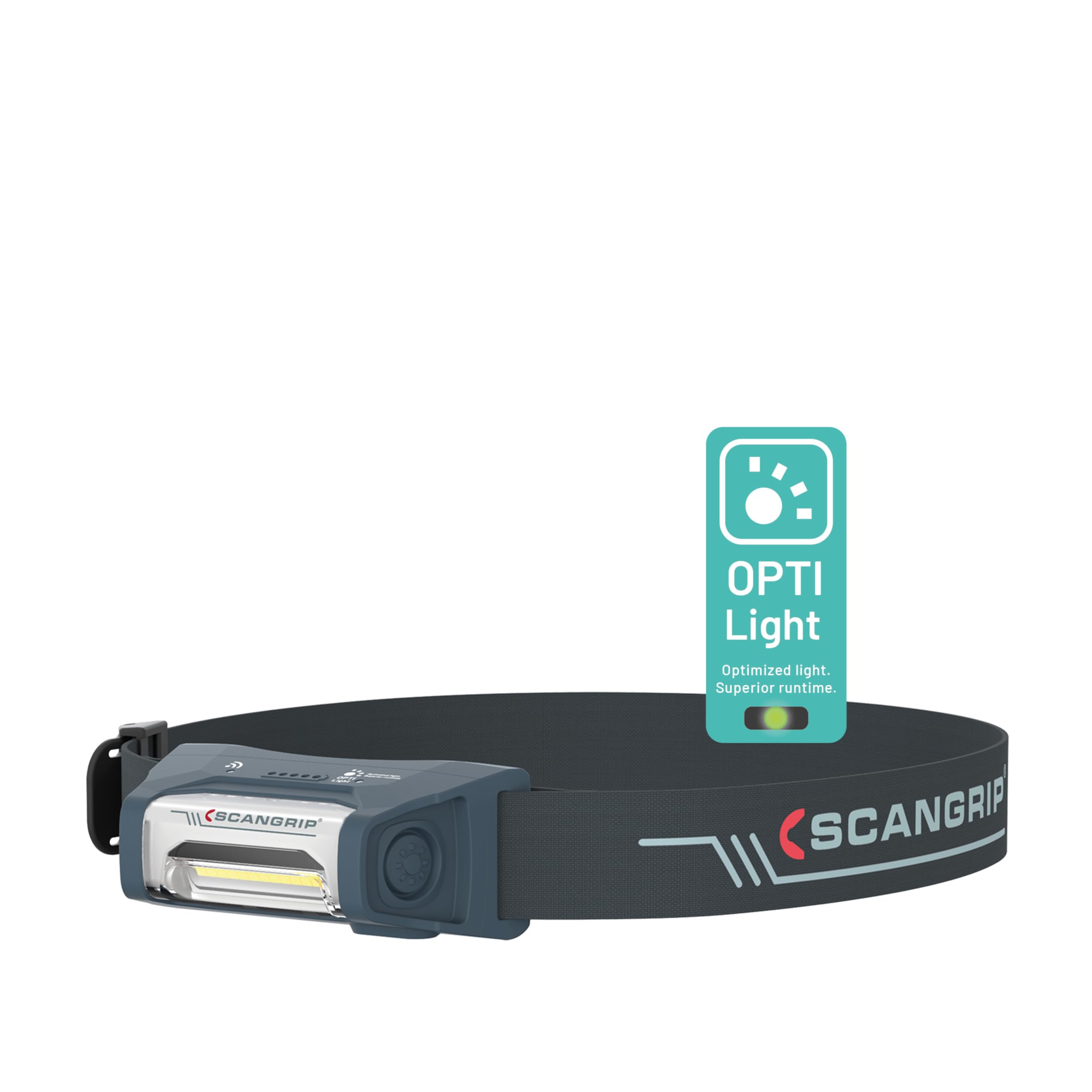 Scangrip I-VIEW Linterna Frontal LED Recargable | 400 Lúmenes, Sensor de Movimiento, IP65 Resistente al Agua y Polvo | USB-C, Iluminación Amplia, Banda Ajustable y Ligera