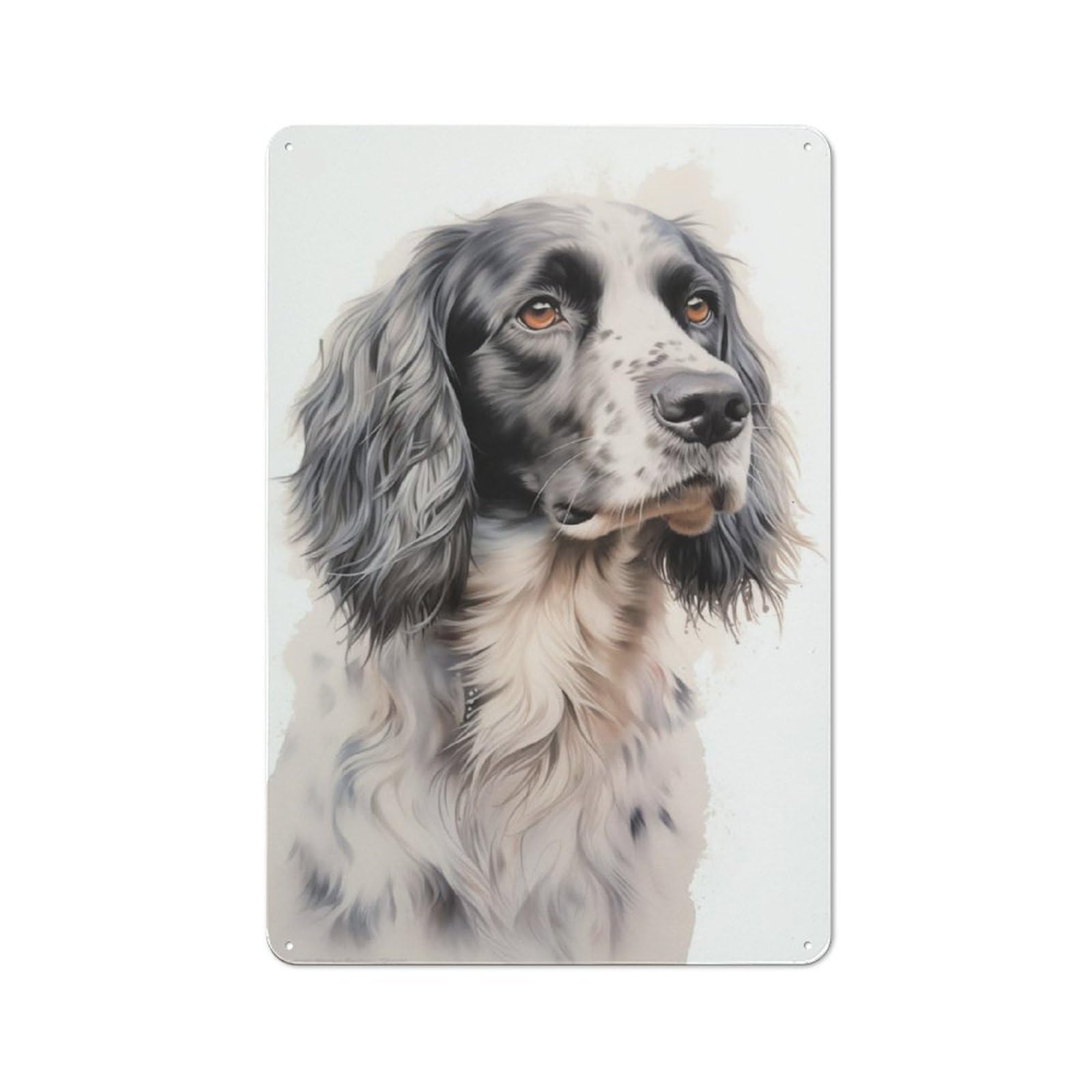 Junmoney English Setter Dog For Lounge Or Reading Corner, Vintage Metal Sign 30X20cm, For Cooler-Season Styling In Lounge And Reading Corner