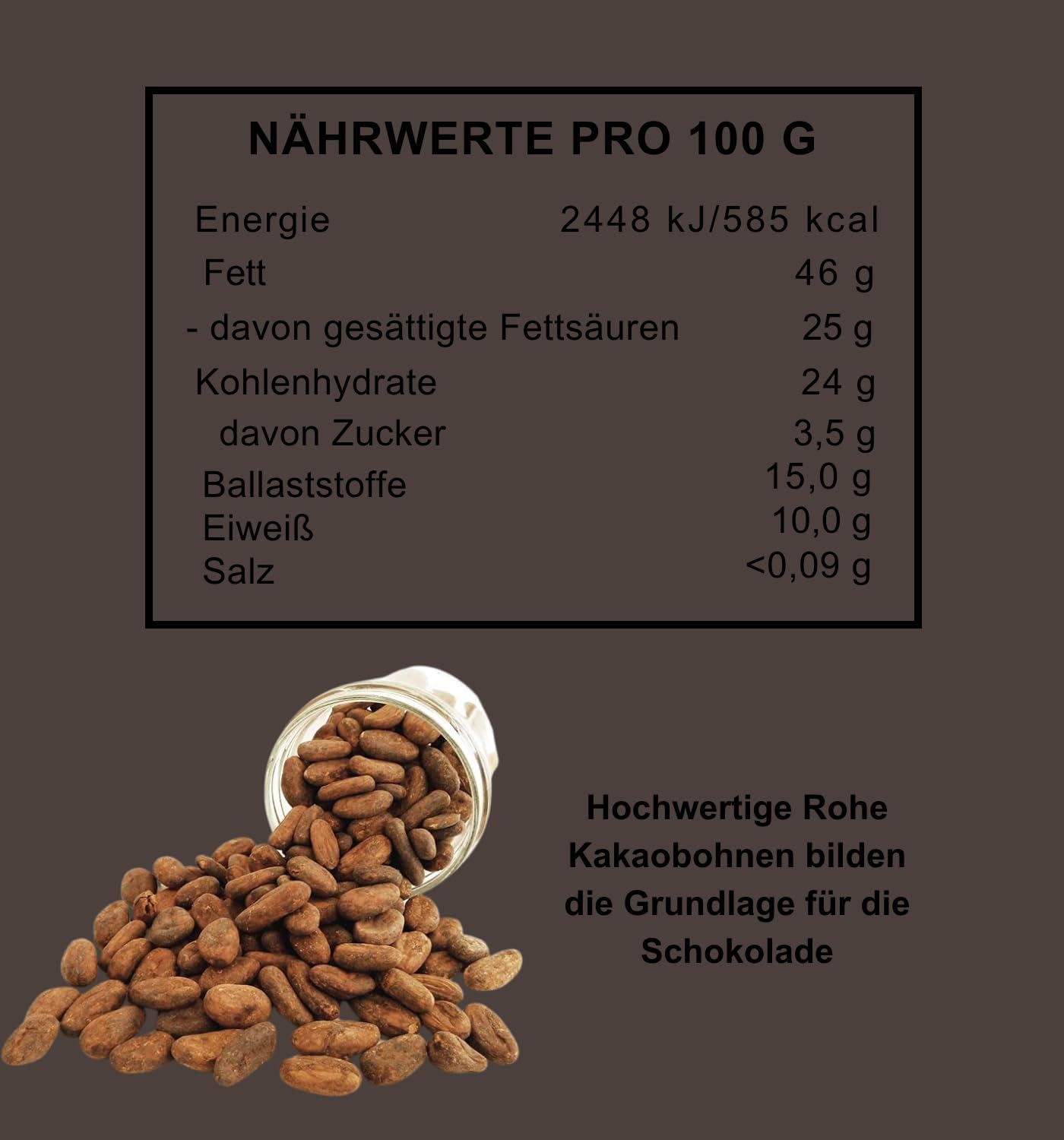 Edelmond Edelbitter Kuvertüre - 95% Hochprozentig in Kakao fürs Gourmet Kochen. Ohne Emulgator ohne Alkalisierung. Vegan Bio - 2x 250g