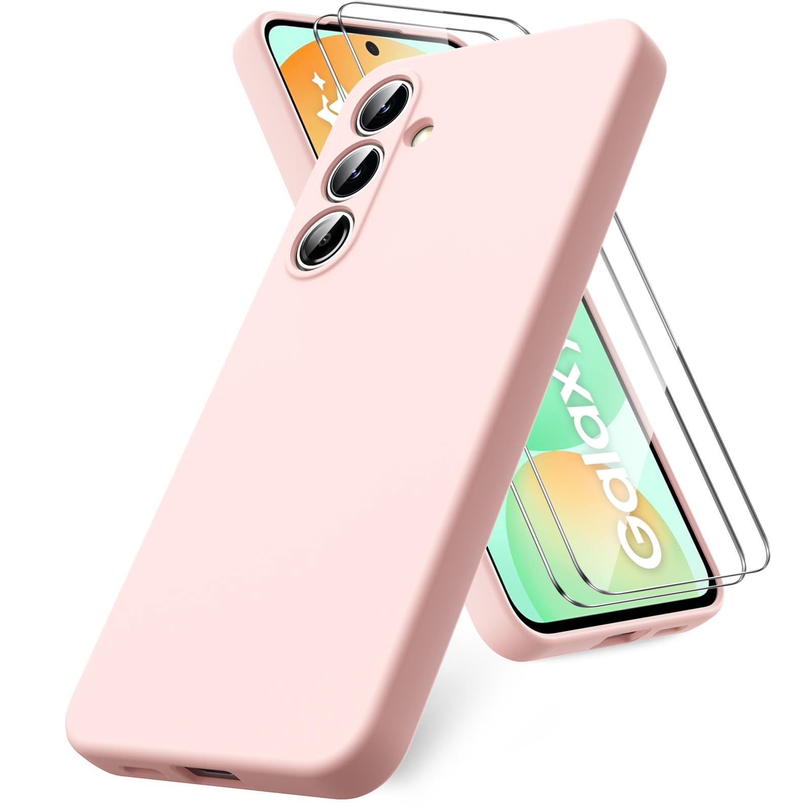 Vansdon for Samsung Galaxy S24 FE Case, 2 Pack Tempered Glass Screen Protectors, Soft TPU Liquid Silicone Case, Shockproof Rubber Silicone Gel