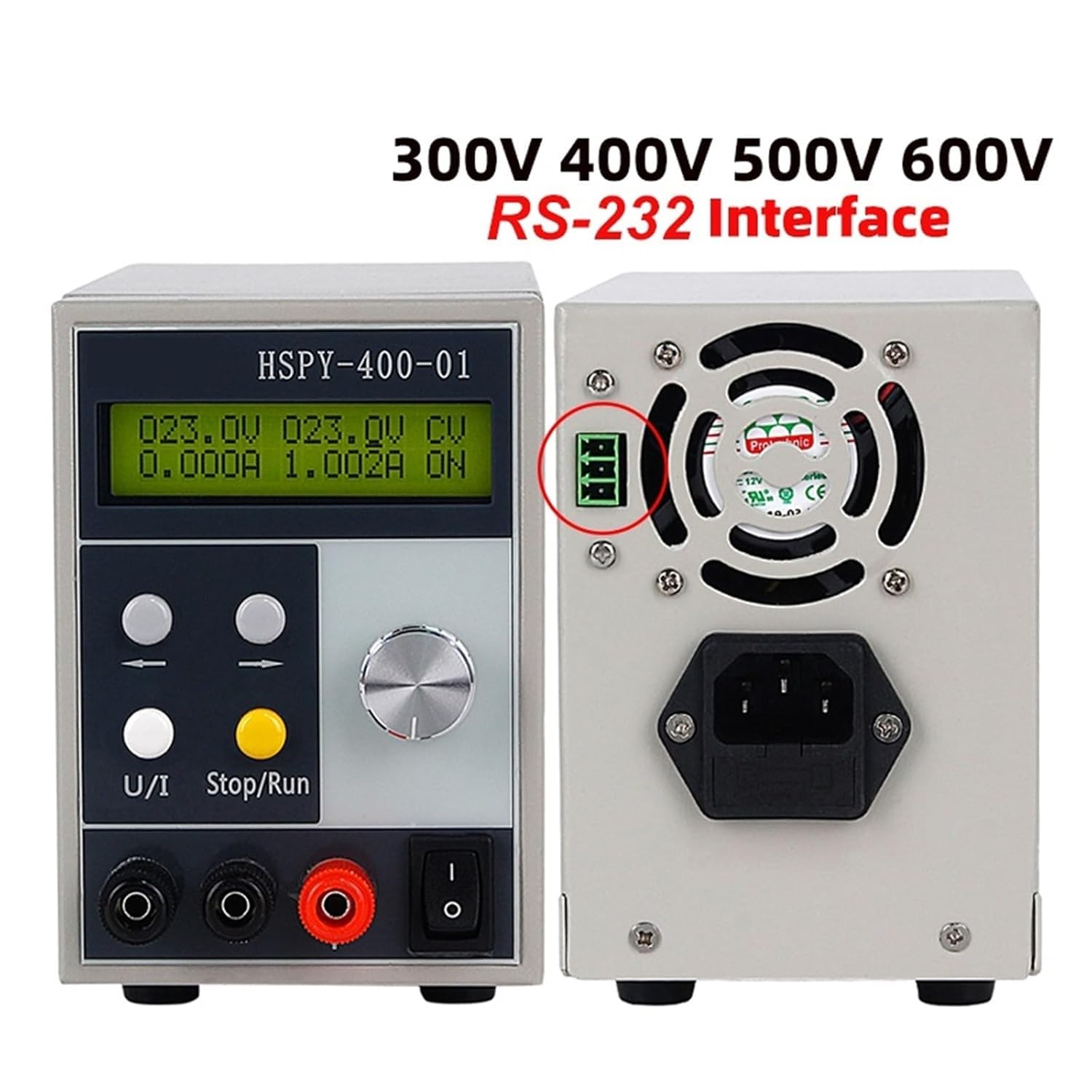 Fuente de alimentación CC Ajustable de Alta precisión, 0-600 V, 400 W/500 W/600 W Fuente de Banco de Laboratorio de conmutación programable con Pantalla LCD(300V 1A)