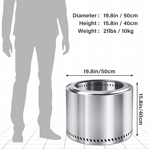 Miniatura 68 de HGD - Hoguera sin humo de 20 pulgadas para exteriores, portátil, para campamento, con bolsa de viaje, estufa de leña de acero inoxidable para patio