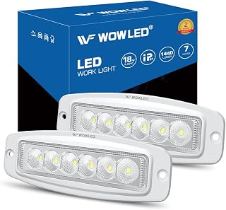 WFPOWER Flush Mount Boat LED Light Spreader, 2 Pack 7.3 Inch Marine Spotlights, Deck Dock Flood LED Work Light Bar, White Finish Light Bar for Boat Pontoon Fishing Truck SUV 4x4 12V 24V