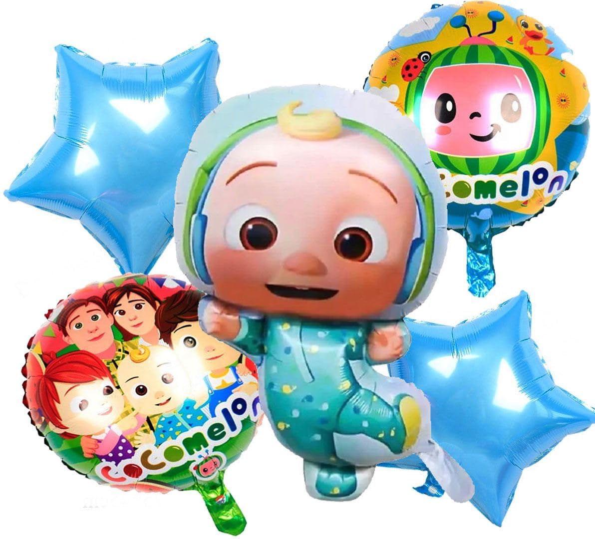 Decor Dazzle Printed 5 Pcs Cocomelon Blue Theme Foil Balloons for Birthday Decoration - Multicolor 5 Pcs Set | Cartoon Birthday Balloons Kit for Kids | Cocomelon Themed Balloons | Pack Of 4 (B0DDJJD9RF) Amazon Price History, Amazon Price Tracker