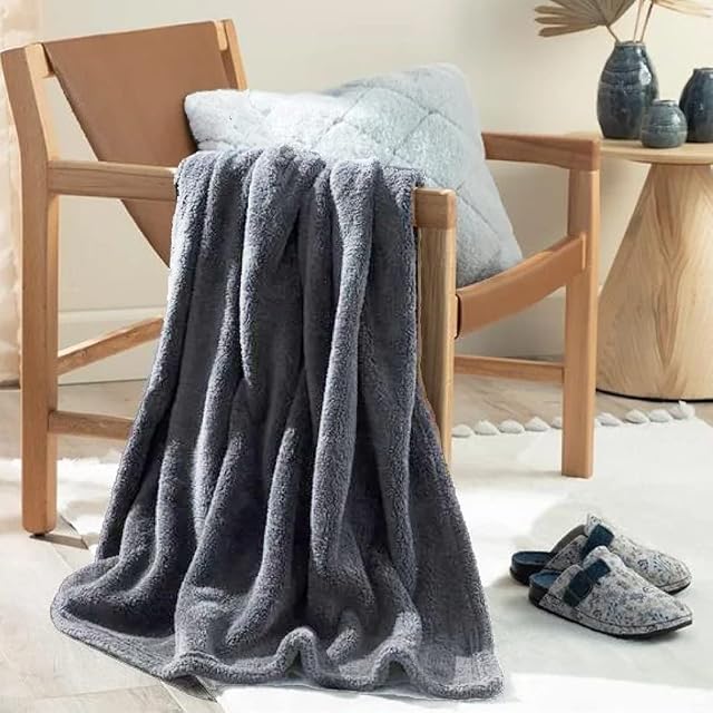 English Home Flannel Fleece Blanket Cuddly Cosy Soft Fluffy Plush Warm Sofa Throw Blanket Perfect Cover for Large Sofas Beds Armchairs Couches Travel 120x170 cm Anthracite