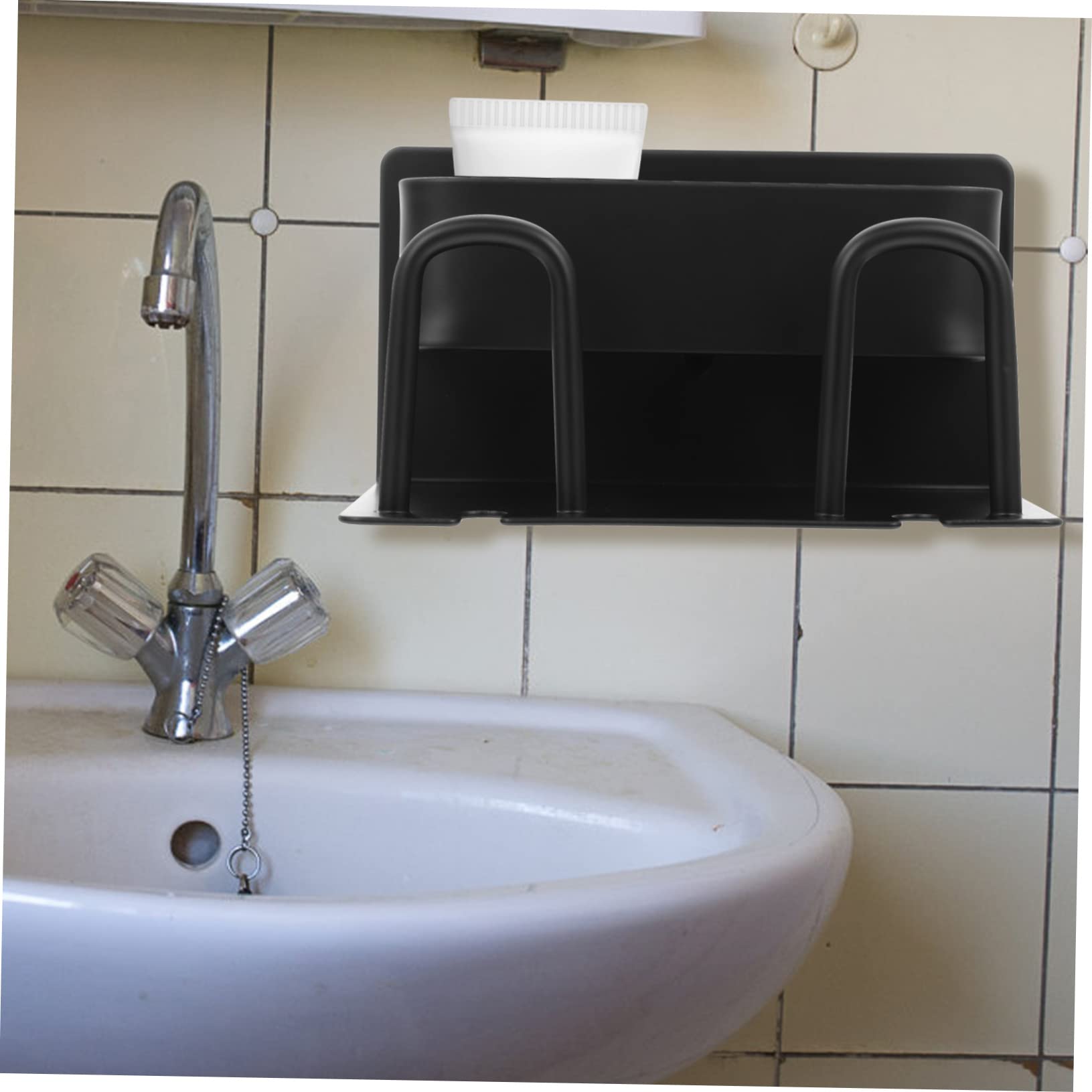 Zahnbürsten Wandorganizer aus Aluminium in Schwarz mit Stabiler Aufbewahrung für Zahnbürsten Mundbecher und Zahnpasta für Badezimmer und Dusche