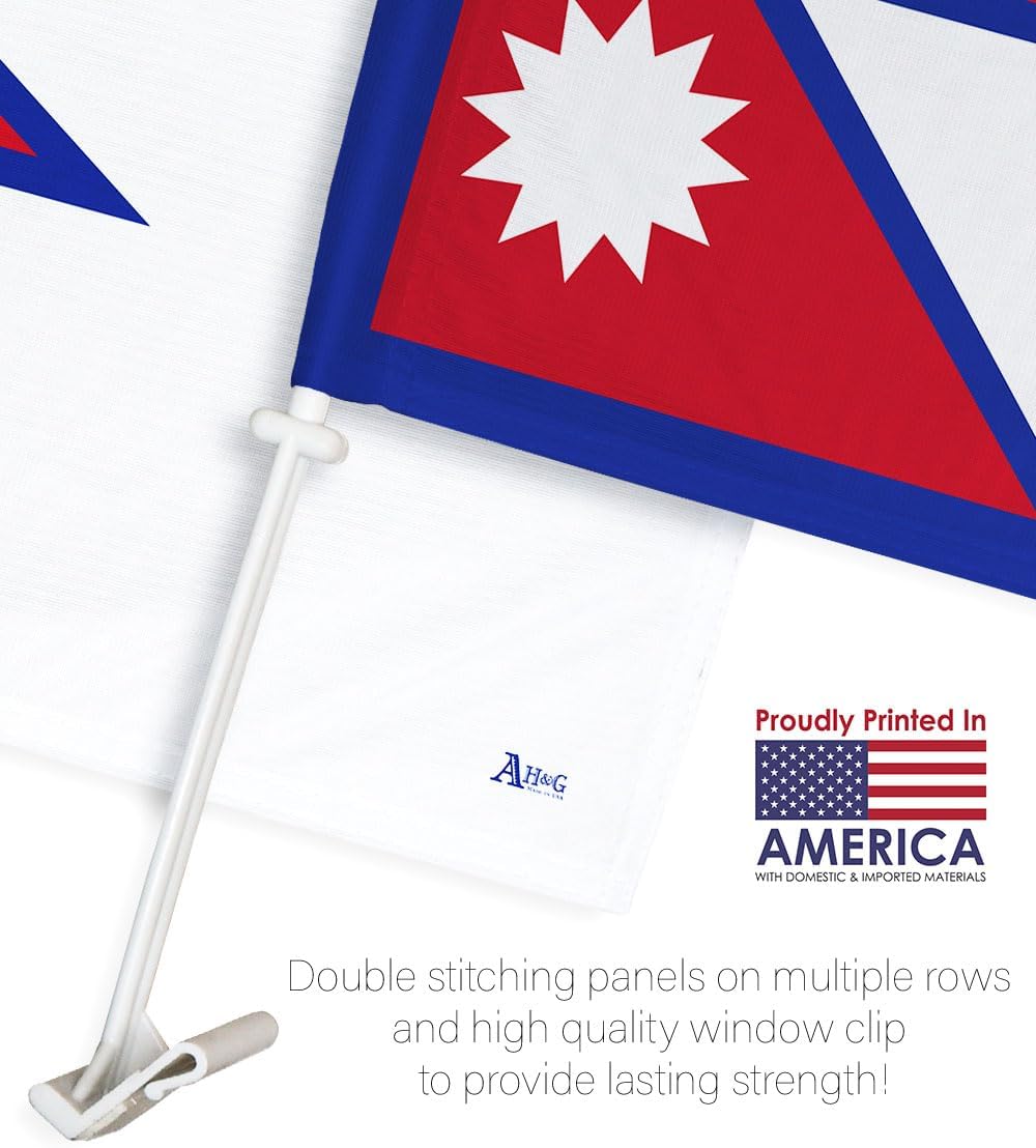 Team Nepal Car Flag Bandera para Carros De Nepalese Decor for Window Clip Mount Auto Accessories Sport Fan Gifts League Olympics Party Supplies Patriotic Decorations Made in USA