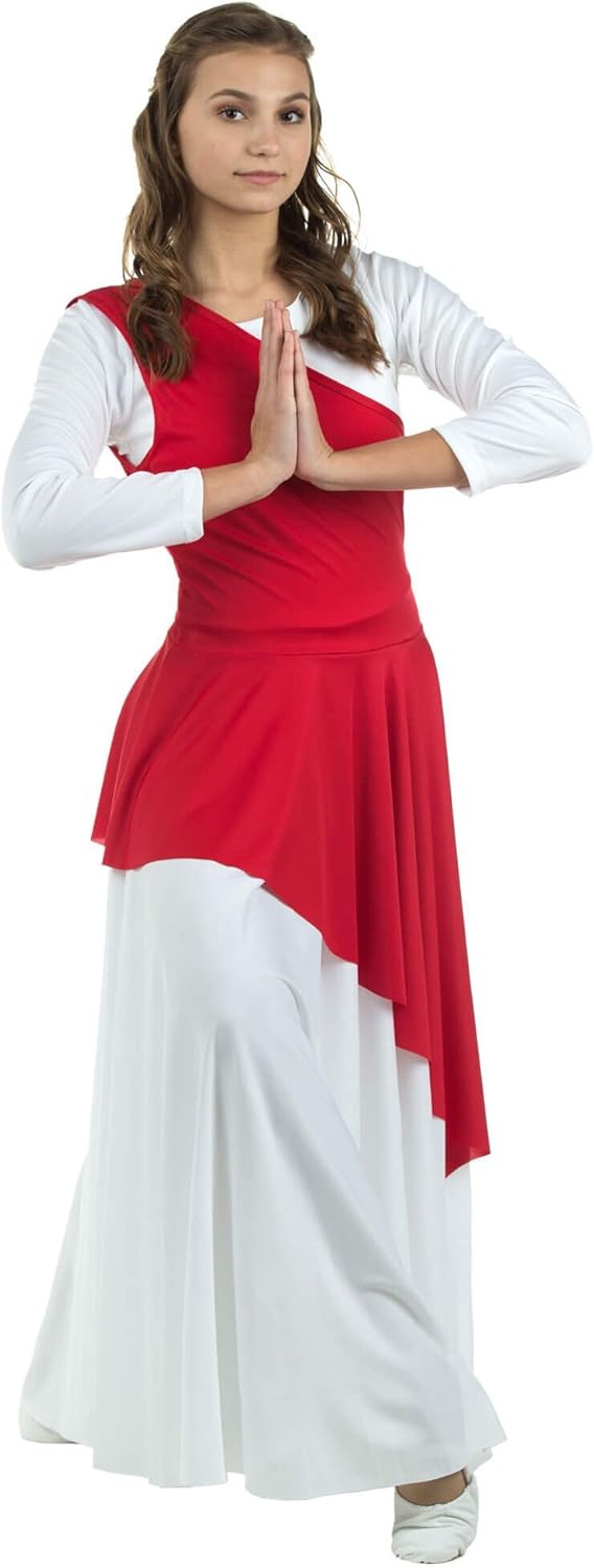 Danzcue Child Asymmetrical Praise Dance Tunic, (White Dress Not Included) - Image 2
