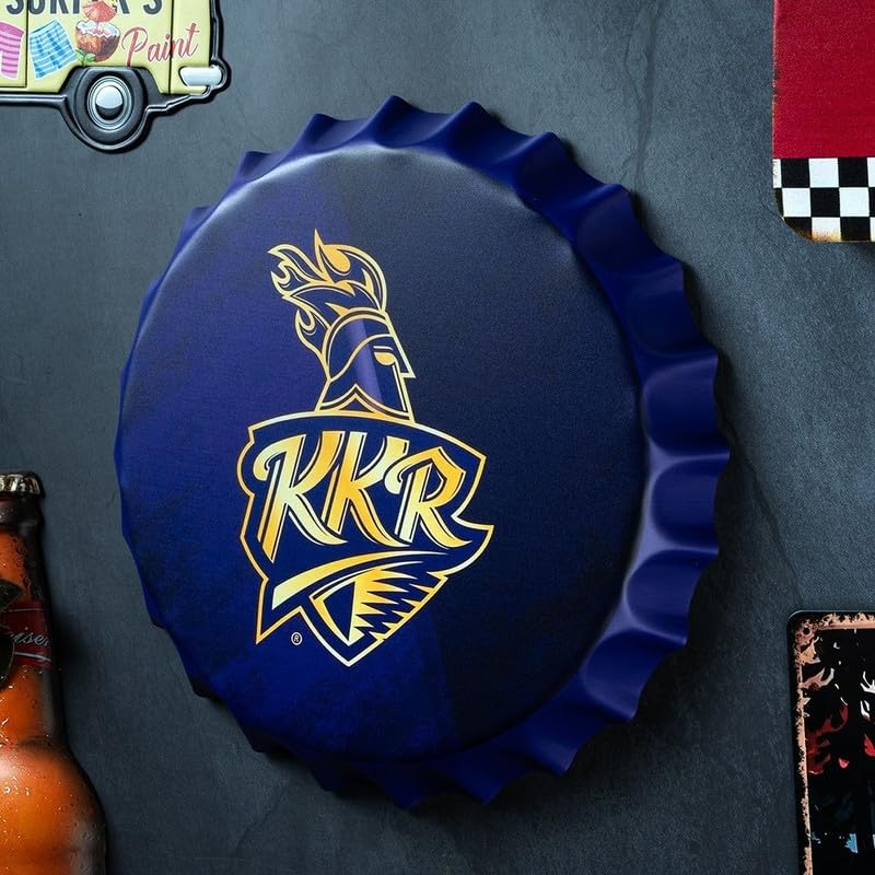 Image of EAZYWAGON Decorative Metal Bottle Caps Wall Sign Plates - 14X14 Inches - K KR | Metal Wall Hanging Bottle Cap for Home, Farmhouse, Bar & Cafe Decoration | Vintage & Retro Look Plaques