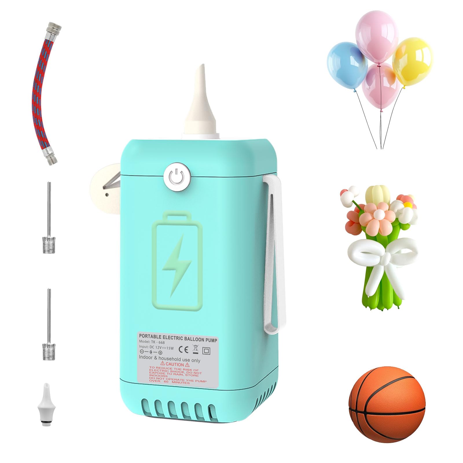 AXHJ Pompa elettrica per palloncini, ricaricabile, senza fili, con batteria da 1800 mAh, soffiatore per palloncini lunghi, palloncini in lattice a forma di animale per decorazioni per feste