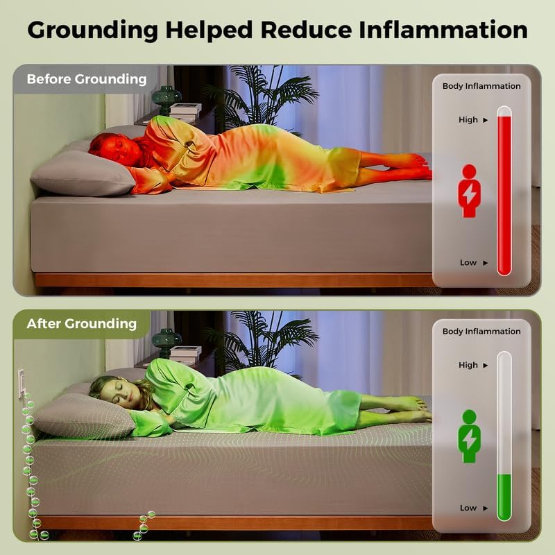 Miniatura 3 de Grounding Sheets, 90% viscosa derivada de bambú 10% plata, sábanas refrescantes sedosas y transpirables que el algodón para dormir con calor, solo