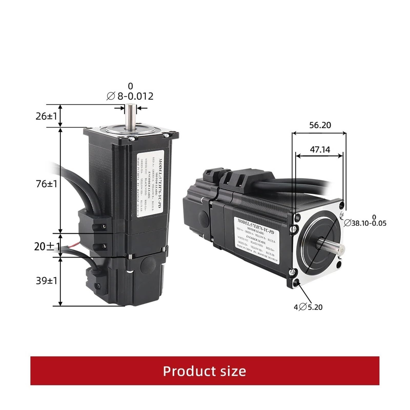 schrittmotorsatz Servomotor 57EH76-YC-PD + CL57-BK Treiber Permanentmagnetbremse Closed-Loop-Motor 4,0 A 2,2 Nm 83/100 mm Schrittmotor nema23(57EH100-YC-PD-CL57-K)