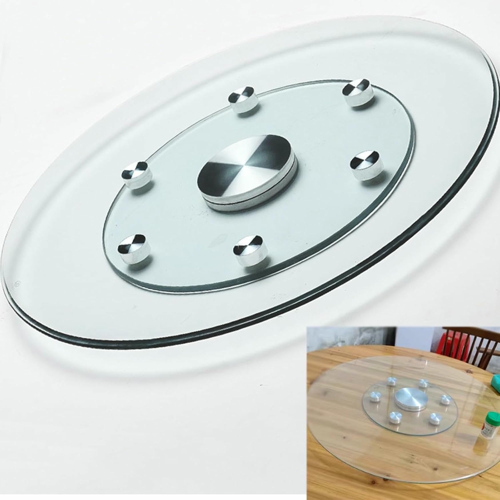 Plateau tournant en verre trempé Ø 70 cm pour table à manger et cuisine ronde