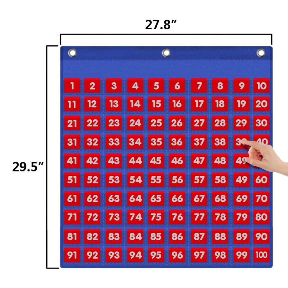 Tabla de Centenas de Bolsillo, Tabla de Números del 1 Al 100 para Clases de Profesores en el Aula o para Usar en Casa.