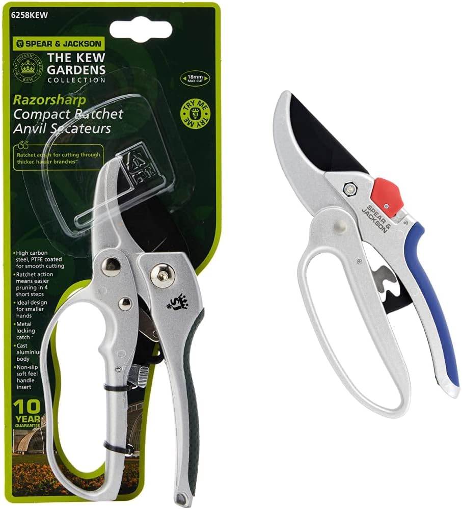 Spear & Jackson 6258KEW Kew Gardens Compact Ratchet Anvil Secateurs