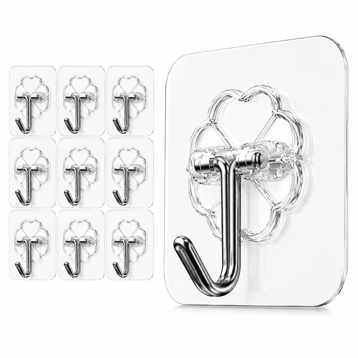 Creq Self Adhesive Wall Hooks, Wall Hooks Without Drill, Stick On Hooks for Wall, Heavy Duty Adhesive Hooks (10 Pcs) for Home Bathroom Kitchen-image-26