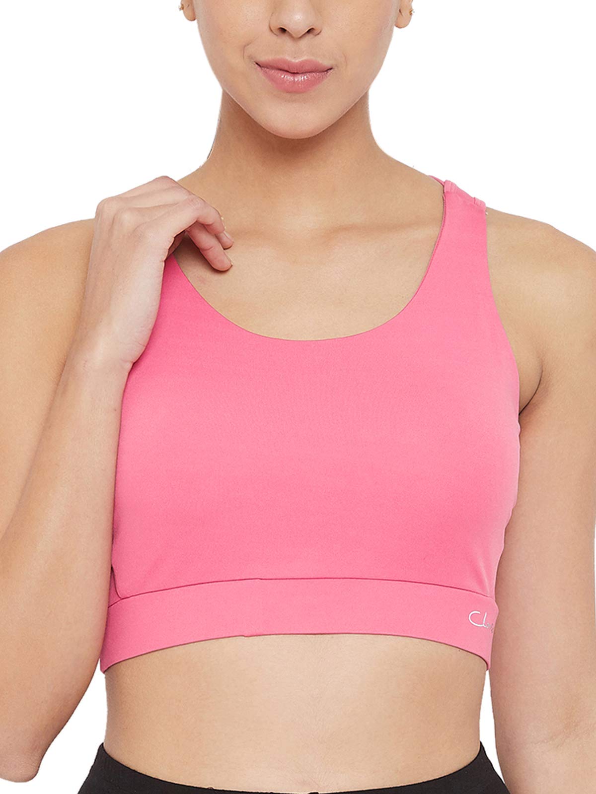 Women's Polyester Padded Wirefree Medium Impact Racerback Sports Bra