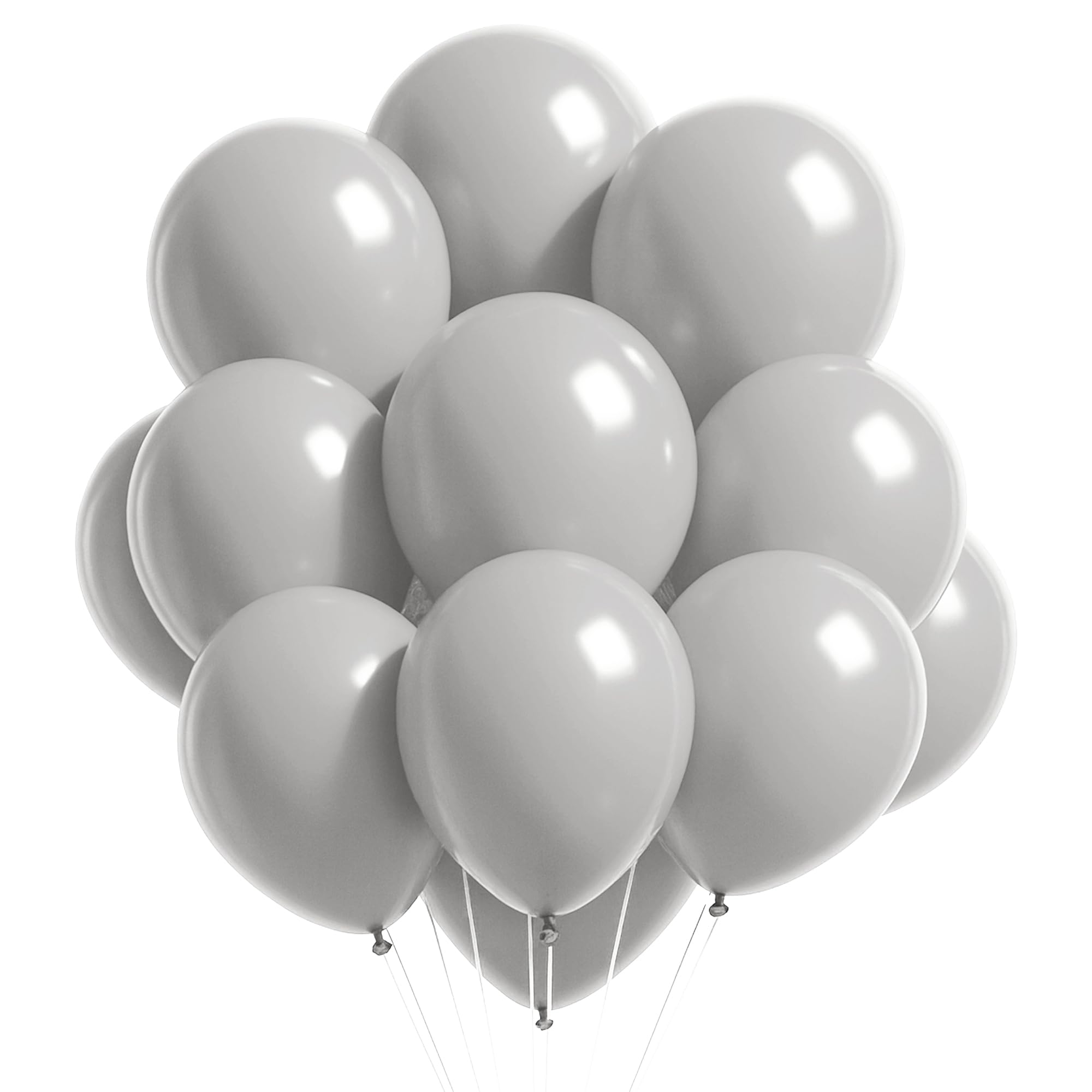 WedDecor 100pcs Silver 10 Inch Helium Grade Latex Balloons — image 1