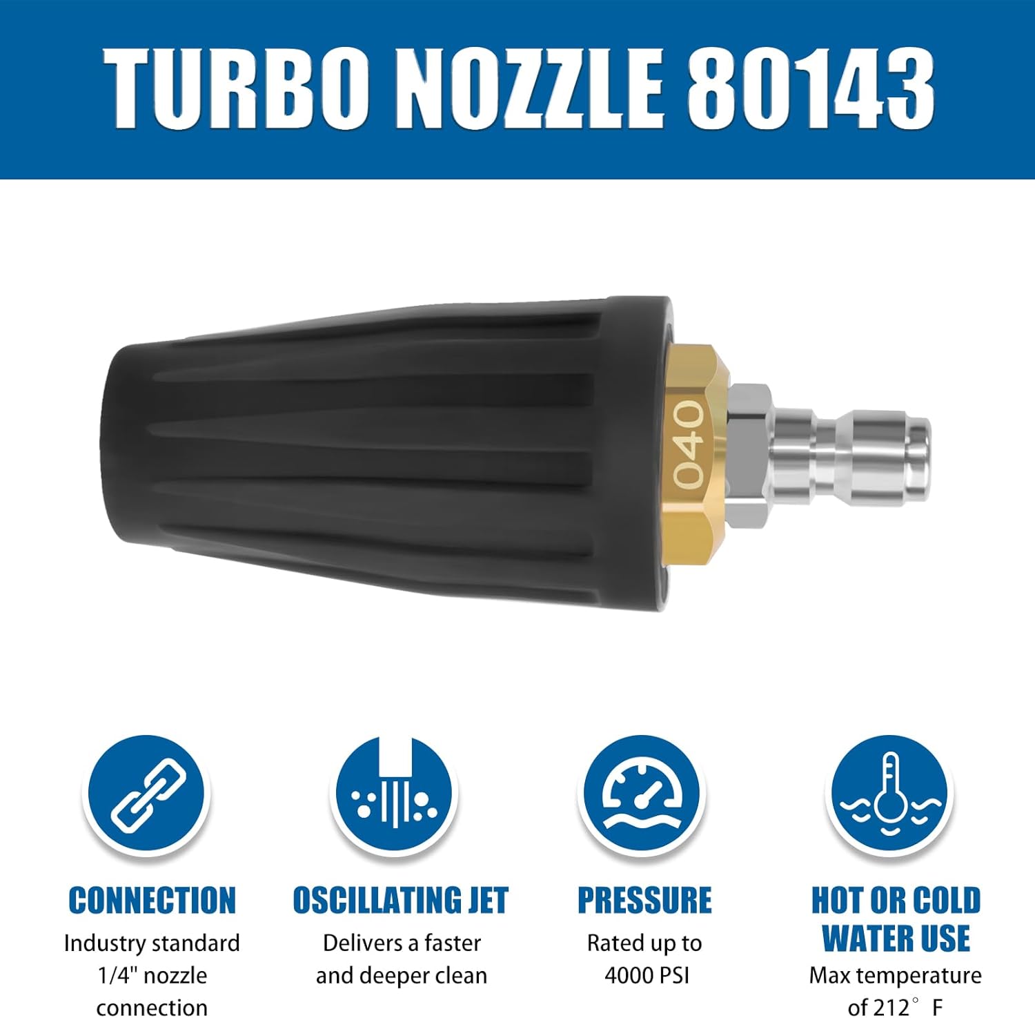 Turbo Nozzle for 1/4'' Quick Connect Pressure Washer Gun, 4000 PSI Max
