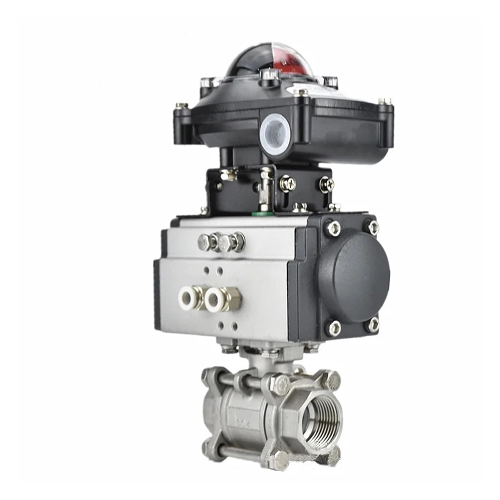 MXXDMOPD 1-1/4" pneumatic ball valve with limit switch signal feedback three-piece high platform stainless steel Q611F-16P double acting