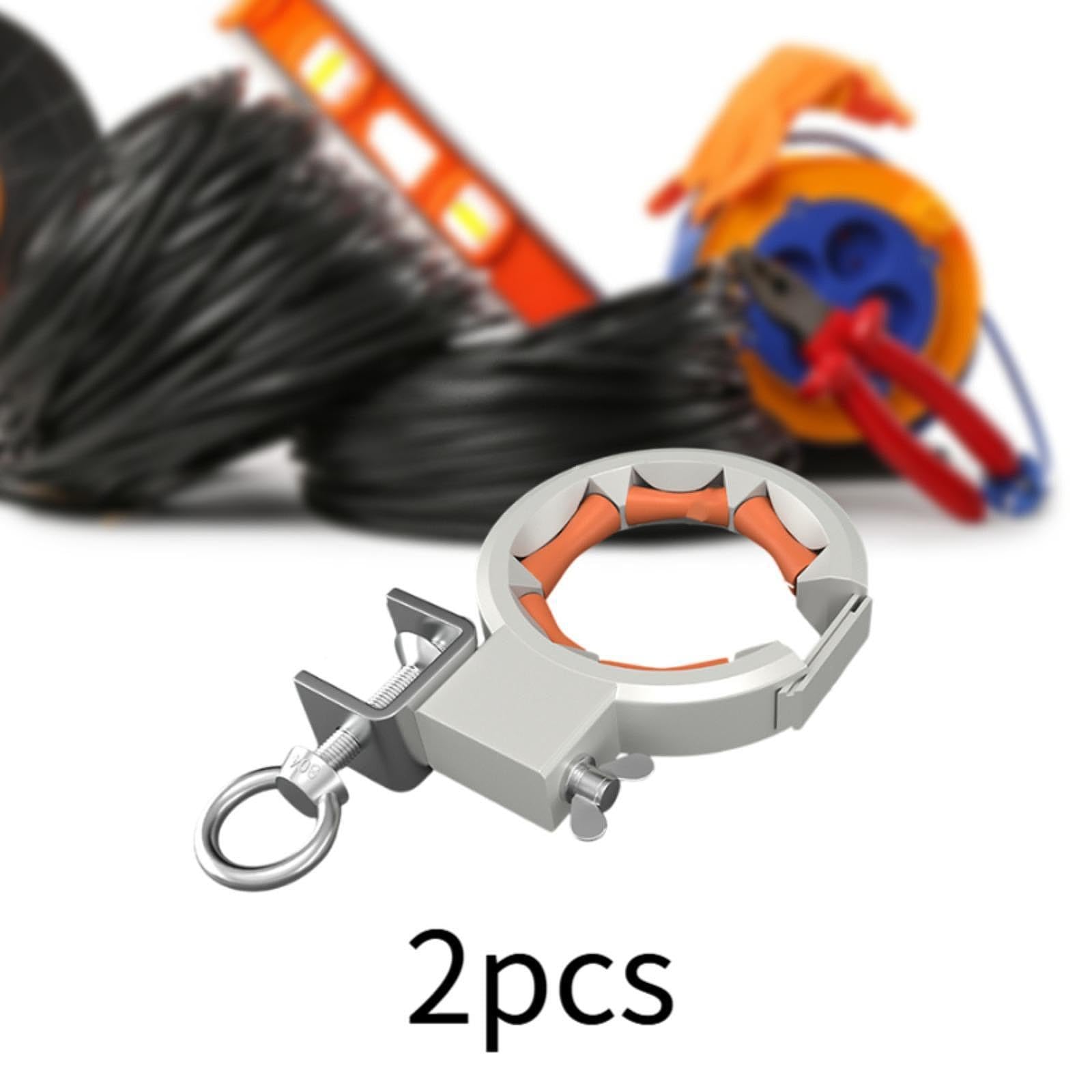 perfk Kabelzugrolle Profi-Set - Elektroinstallations-Ziehwerkzeug für effiziente Kabelverlegung - Robuste Ausführung Ideal für Renovierung & Neubau, Orange Und Silber, 2 Stücke