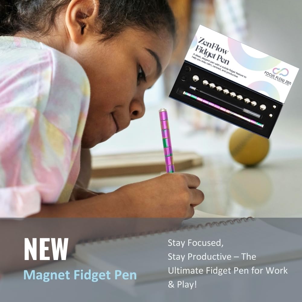 ZenFlow Magnetic Fidget Pen, 3-in-1 Ballpoint, Stylus & Stress Relief Desk Toy - Image 4