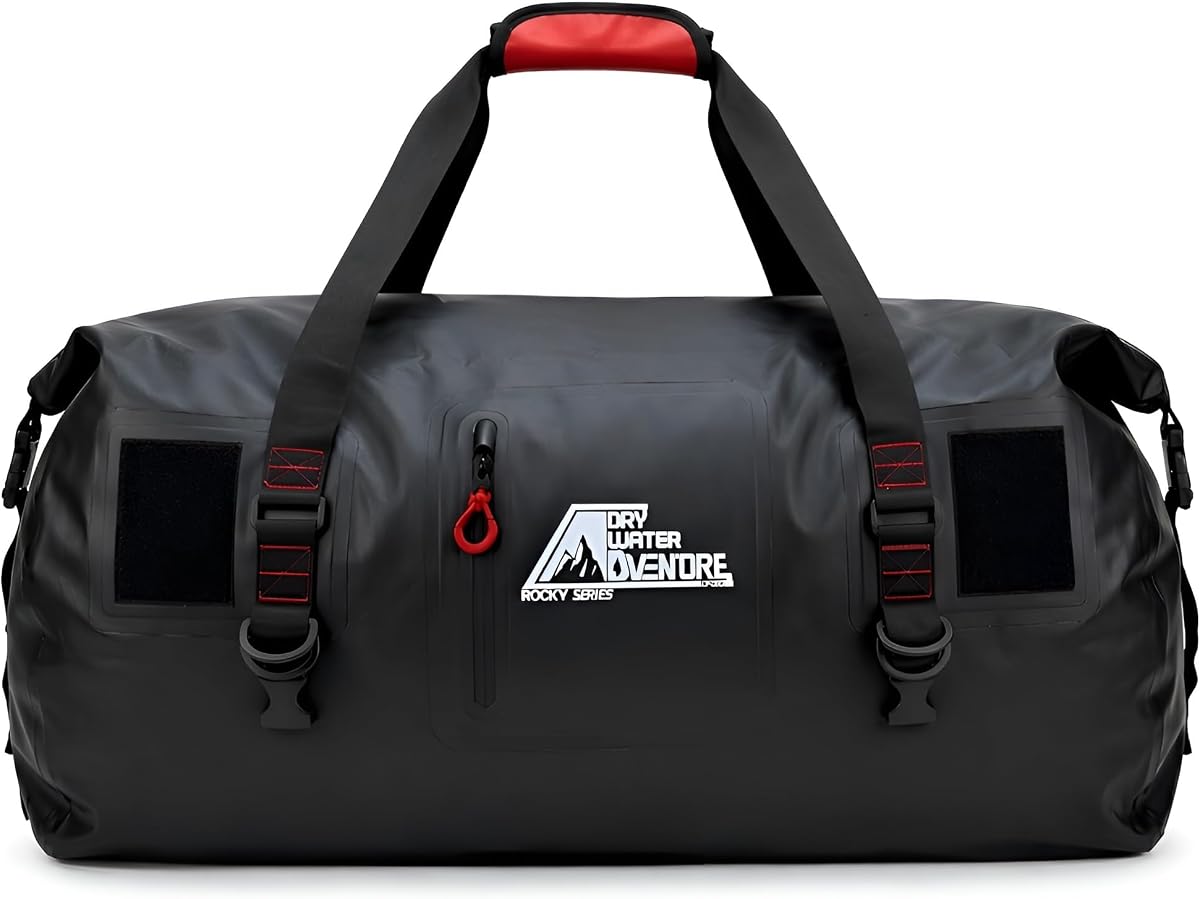 Bolsa de lona impermeable de 80 litros - Bolsa seca de grado marino con correas de amarre para viajes en motocicleta, paseos en bote, camping | Sello superior enrollable