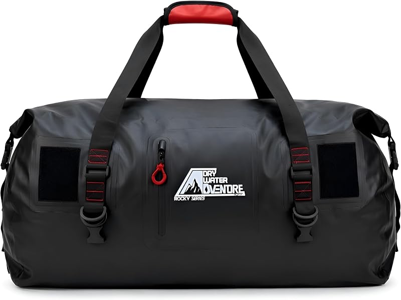 Bolsa de lona impermeable de 120 L - Bolsa seca de grado marino con correas de amarre para viajes en motocicleta, paseos en bote, camping | Sello superior enrollable